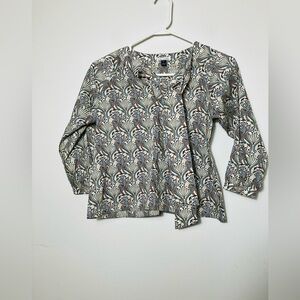 Oscar de la Renta Bow Blouse in Nile Floral Swirl Print Girls Size 10 Designer